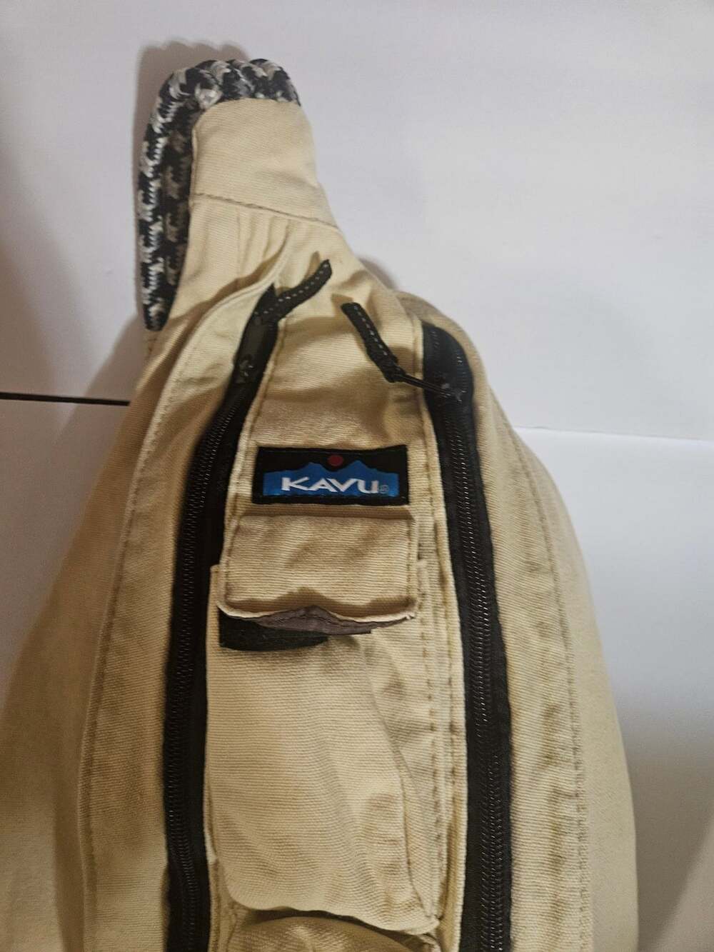Kavu Rope Sling Bag Khaki Canvas Crossbody Backpack